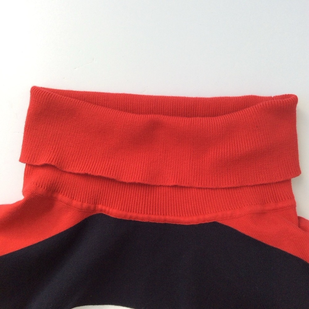 Tommy Hilfiger Turtleneck Sweater Red Navy White Striped Button Cuff 2X READ - Picture 5 of 11